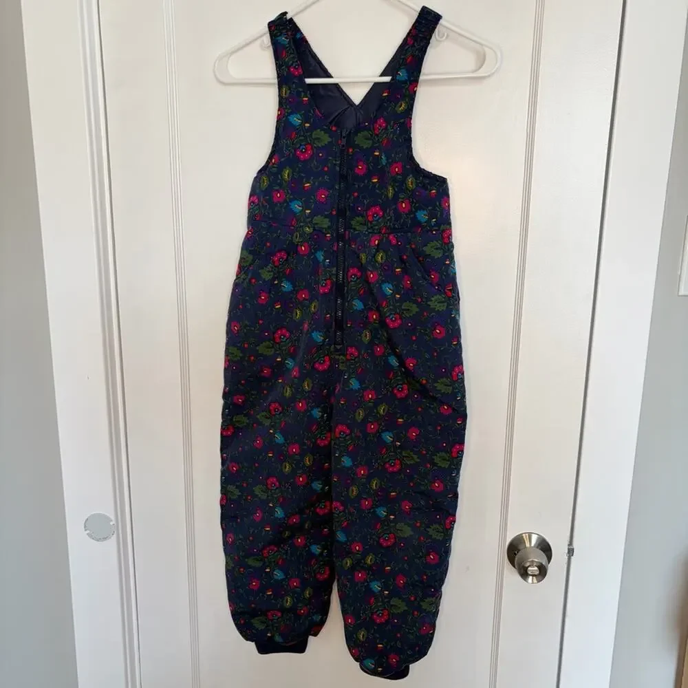 Hanna Andersson Girls Floral Snow Bib Overalls